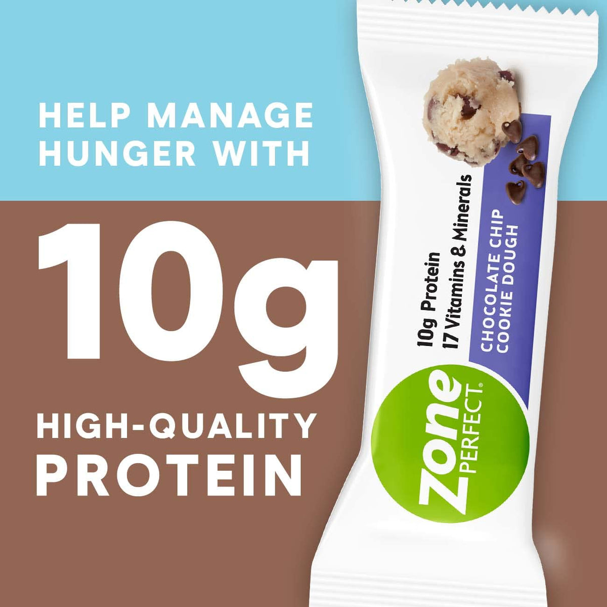 Chocolate Chip Cookie Dough Protein Bars, 10g Protein, 12 Bars J30160