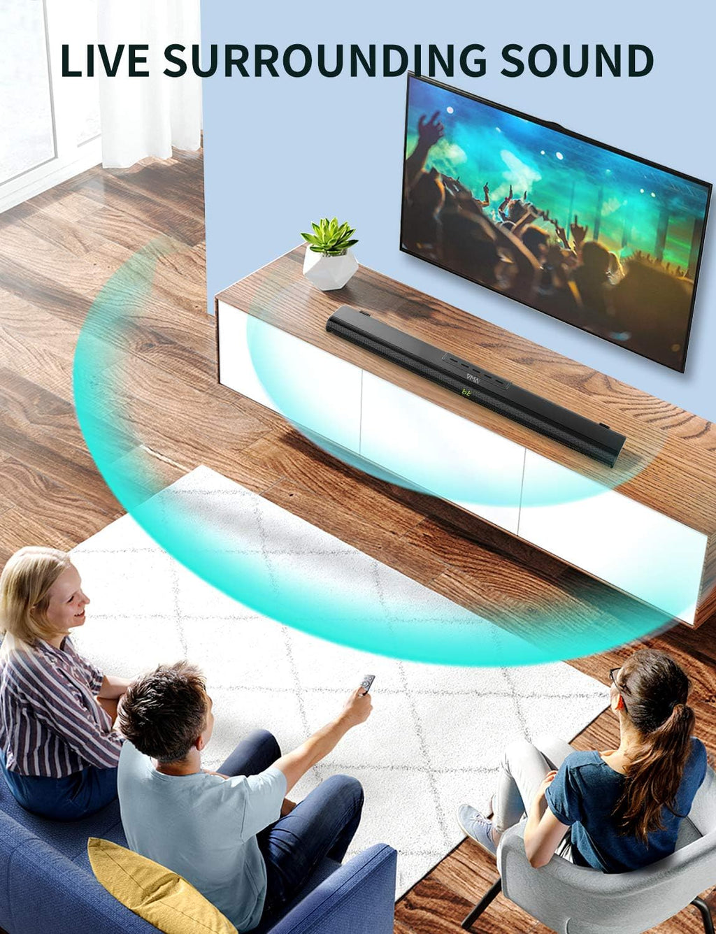 Sound Bar with Built-in Subwoofer, Bluetooth 5.0, HDMI/Optical/Aux/USB T53834