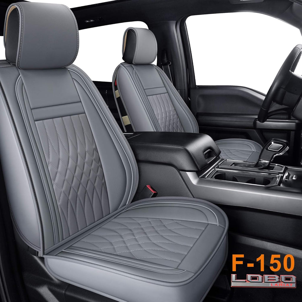 Pickup Seat Covers Crew Cab Faux Leather Gray Full Set T849