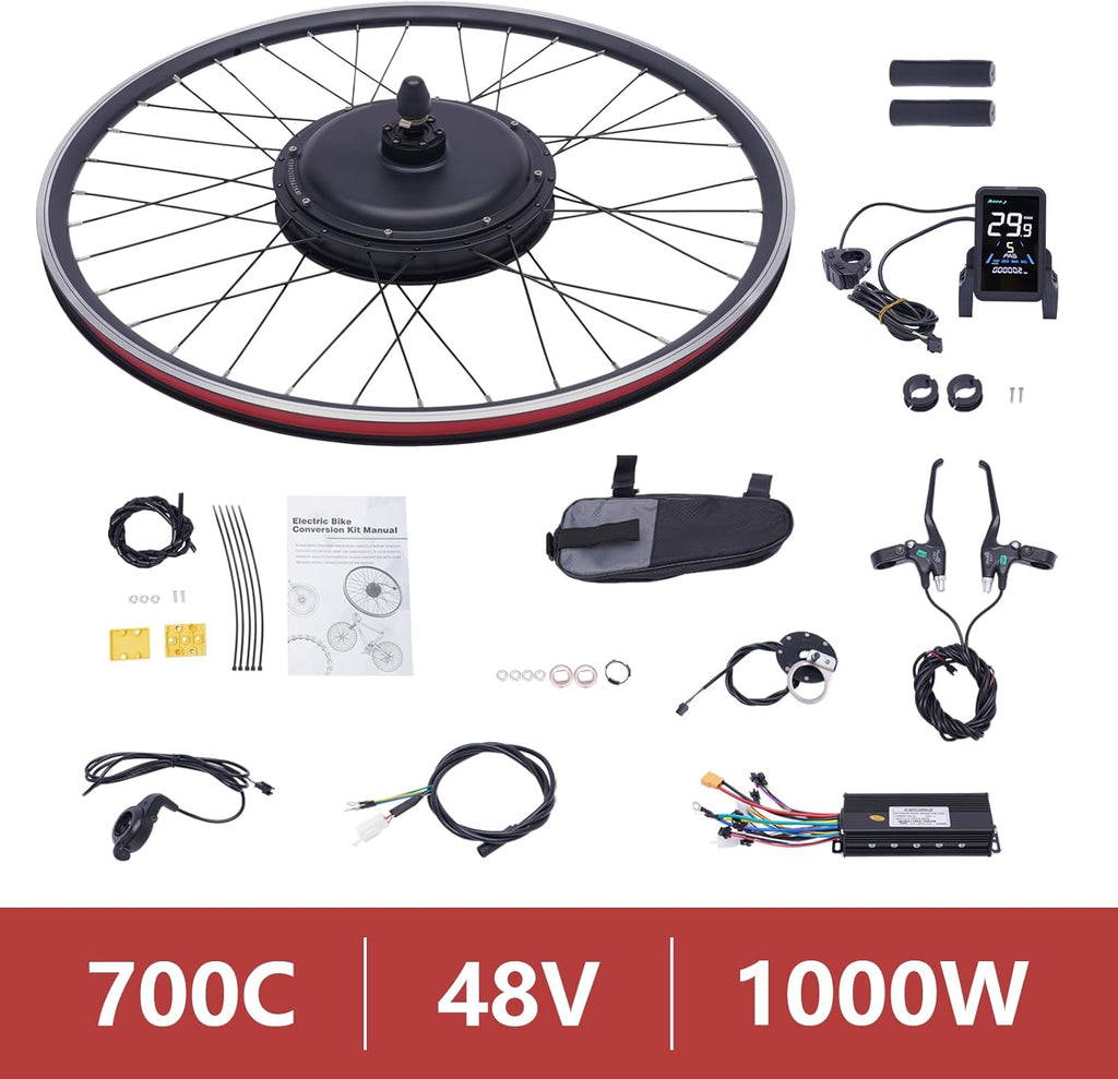 48V 1000W 700C Rear Wheel Electric Bicycle Conversion Kit with LCD Display C2683