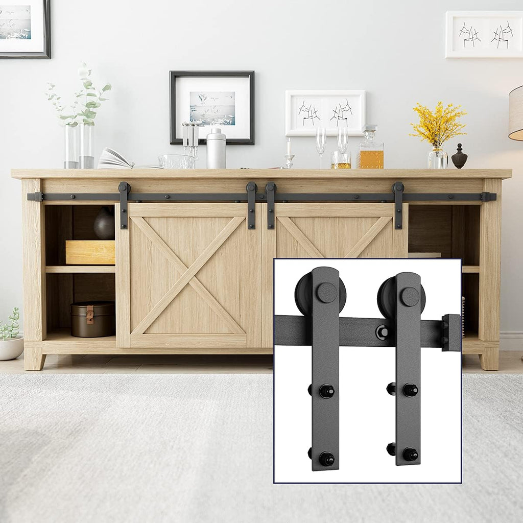 6.6FT Double Door Sliding Barn Door Hardware Kit W169211
