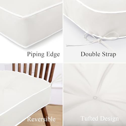 Beige 19x19 Inch Waterproof Tufted Chair Cushion Set of 2 A461