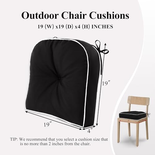 Beige 19x19 Inch Waterproof Tufted Chair Cushion Set of 2 A461