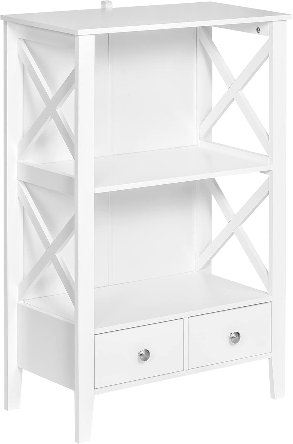 White Freestanding Bathroom Storage Cabinet with 2 Drawers and 3 Shelves L803