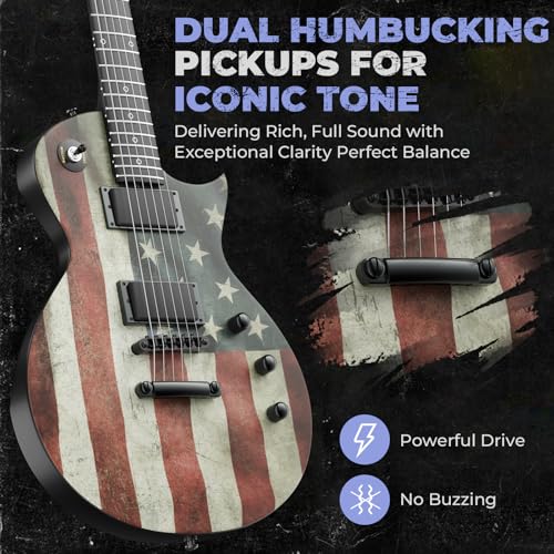 39" Solid Body Electric Guitar with Humbucker Pickups, Poplar Body, Mahogany Neck, 22 Frets, 6 String, Gig Bag, Matte, Camouflage X43135