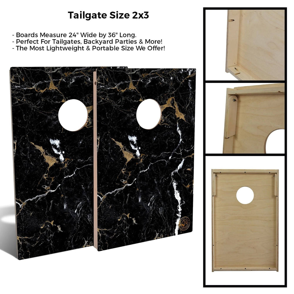 Black Marble Cornhole Set with Carrying Case C3758