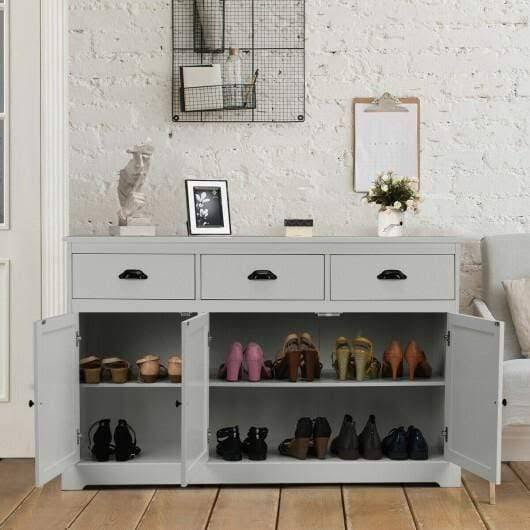 Gray 3 Drawers Sideboard Buffet Storage Cabinet I7500