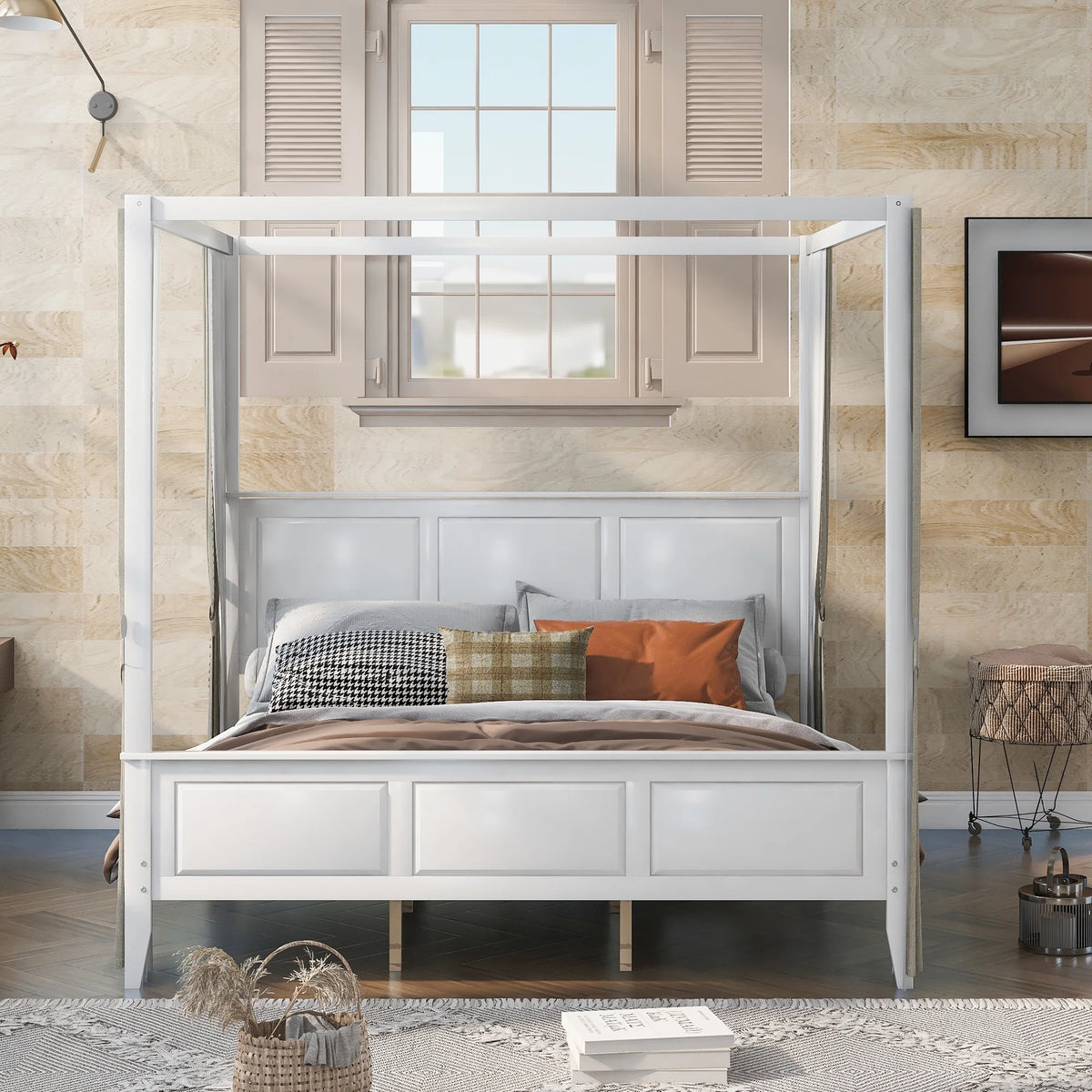 King Size Canopy Platform Bed X3072