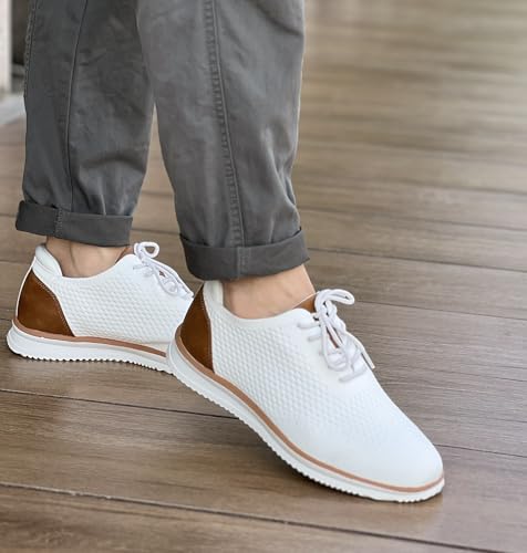 Men's Dress Sneakers Casual Walking Shoes Oxfords Mesh Comfortable Lightweight Breathable Lace-Up B136752