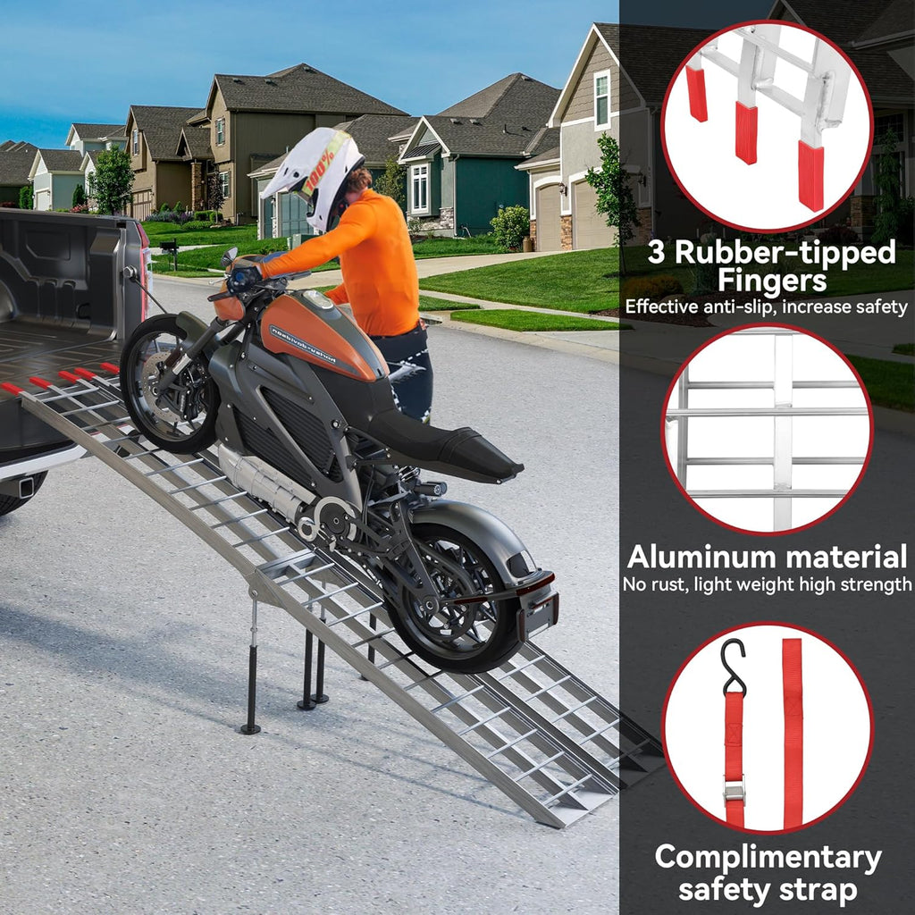 7.5ft Aluminum Folding ATV Ramps with Removable Support Legs, 2pcs R653285
