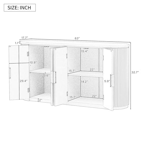 Beige Wooden Accent Storage Cabinet with 2 Doors and Adjustable Shelf X263591