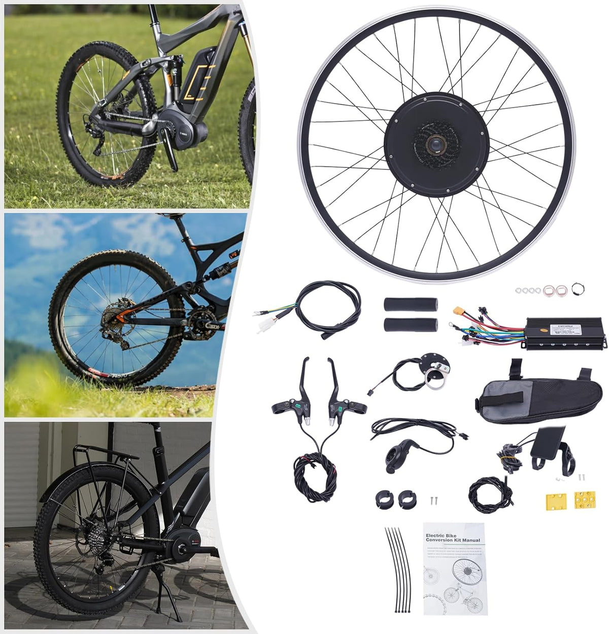 48V 1000W 700C Rear Wheel Electric Bicycle Conversion Kit with LCD Display C2683