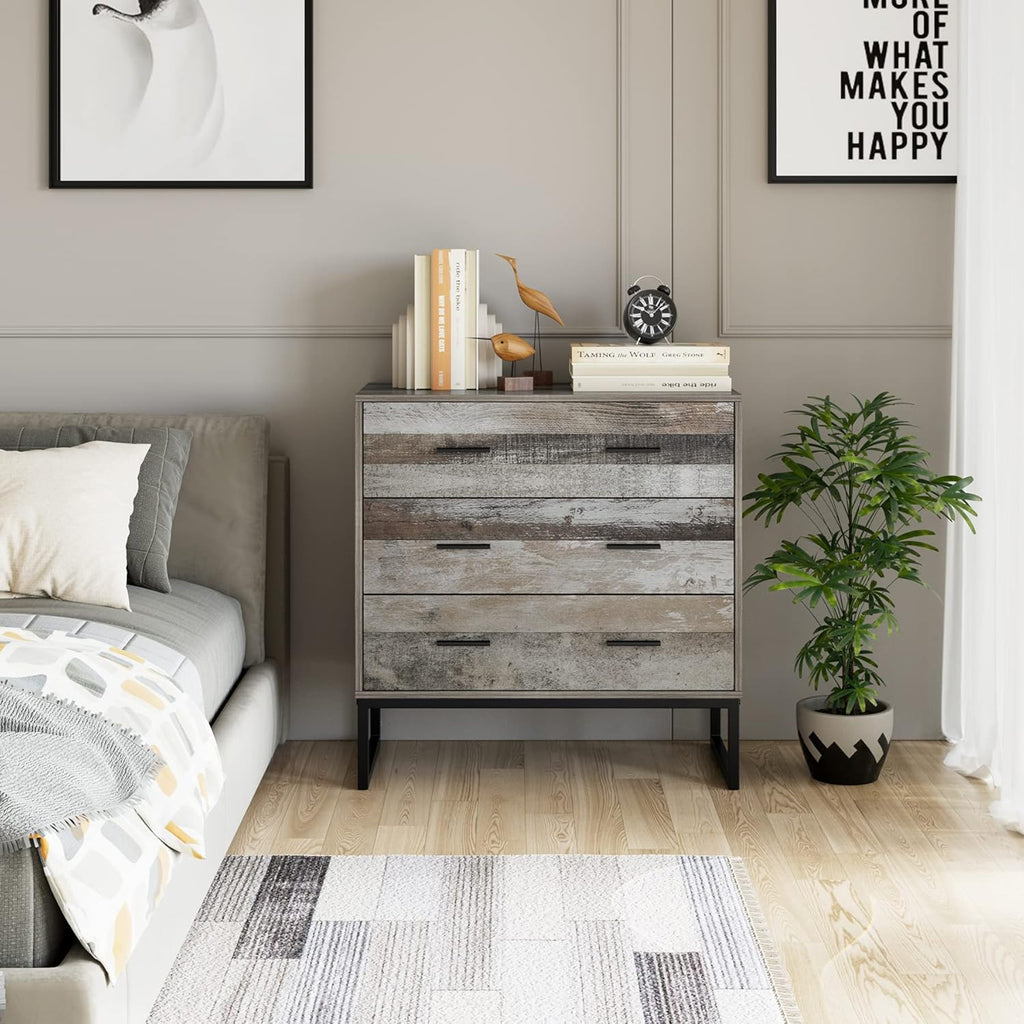 3 Drawer Chest Dresser with Solid Wood Frame and Metal Legs B5411