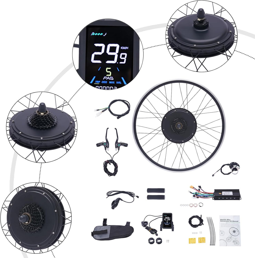 48V 1000W 700C Rear Wheel Electric Bicycle Conversion Kit with LCD Display C2683