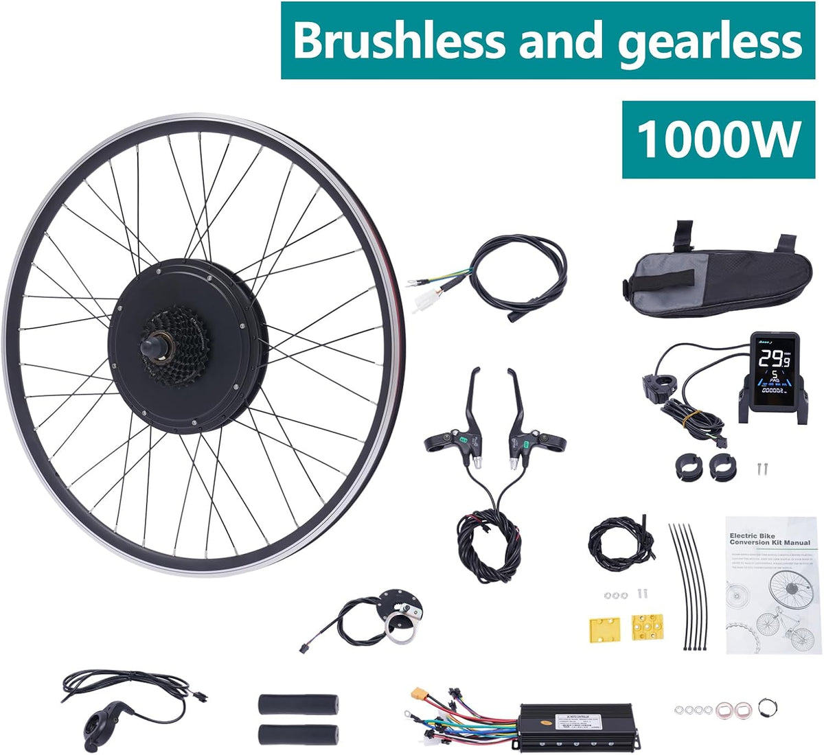 48V 1000W 700C Rear Wheel Electric Bicycle Conversion Kit with LCD Display C2683