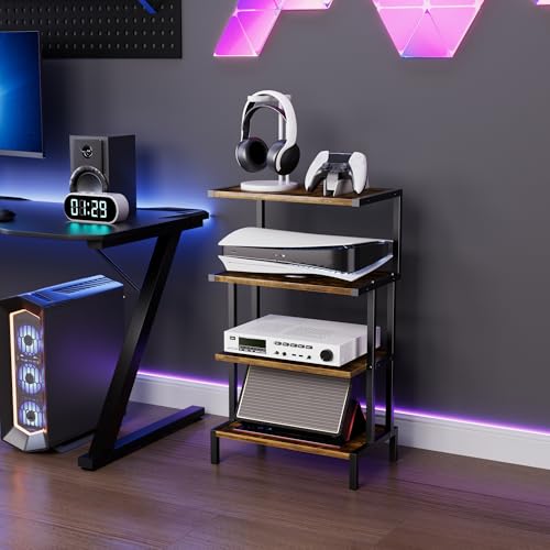 4-Tier Game Console Stand with Storage Shelves U9828