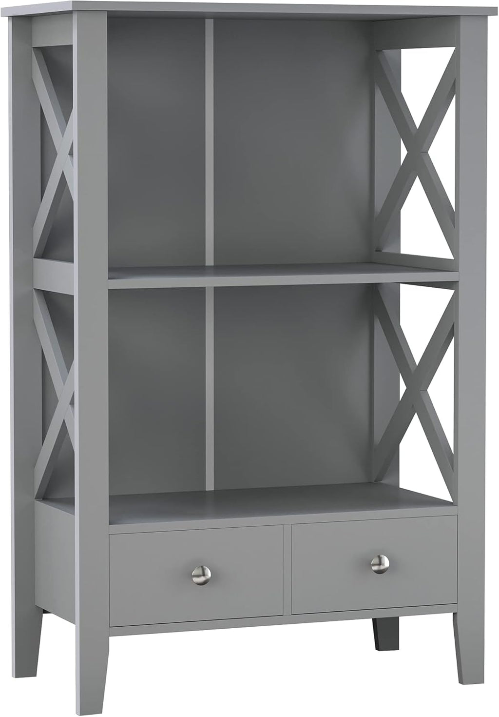 White Freestanding Bathroom Storage Cabinet with 2 Drawers and 3 Shelves L803