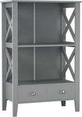 White Freestanding Bathroom Storage Cabinet with 2 Drawers and 3 Shelves L803