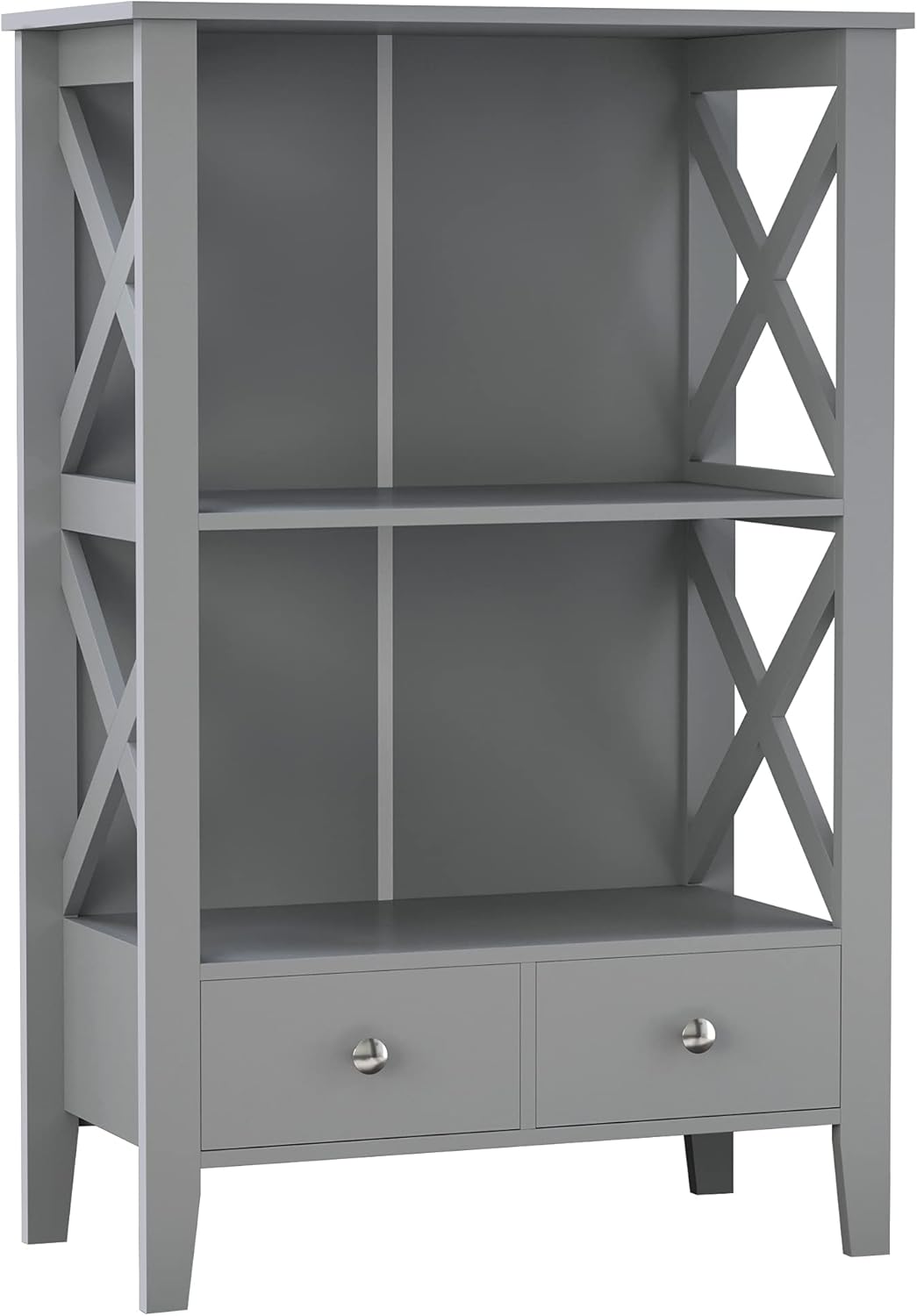 White Freestanding Bathroom Storage Cabinet with 2 Drawers and 3 Shelves L803