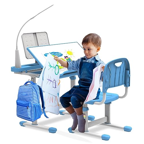Green Height-Adjustable Kids Desk and Chair Set K699