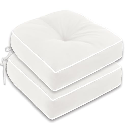 Beige 19x19 Inch Waterproof Tufted Chair Cushion Set of 2 A461