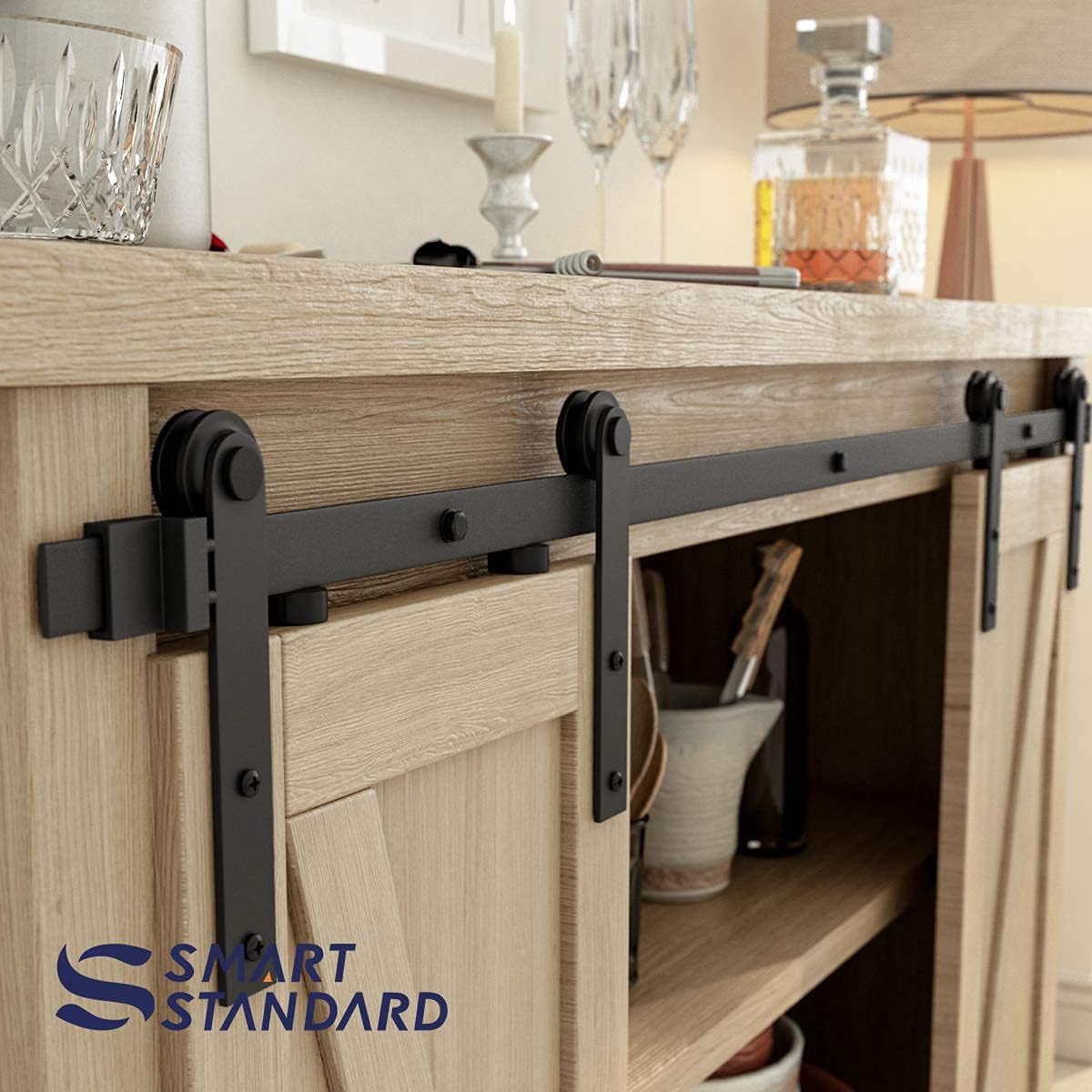 6.6FT Double Door Sliding Barn Door Hardware Kit W169211