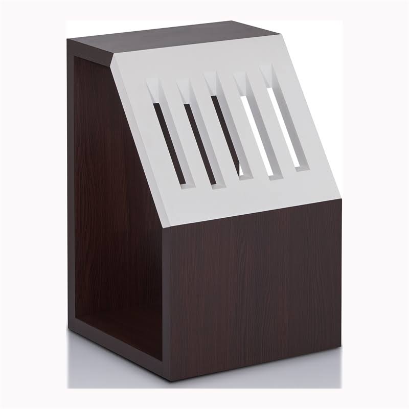 Slatted End Table in Walnut and White N481