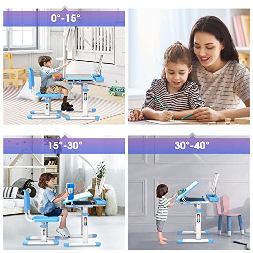Green Height-Adjustable Kids Desk and Chair Set K699