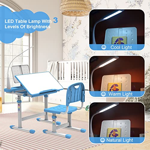 Green Height-Adjustable Kids Desk and Chair Set K699