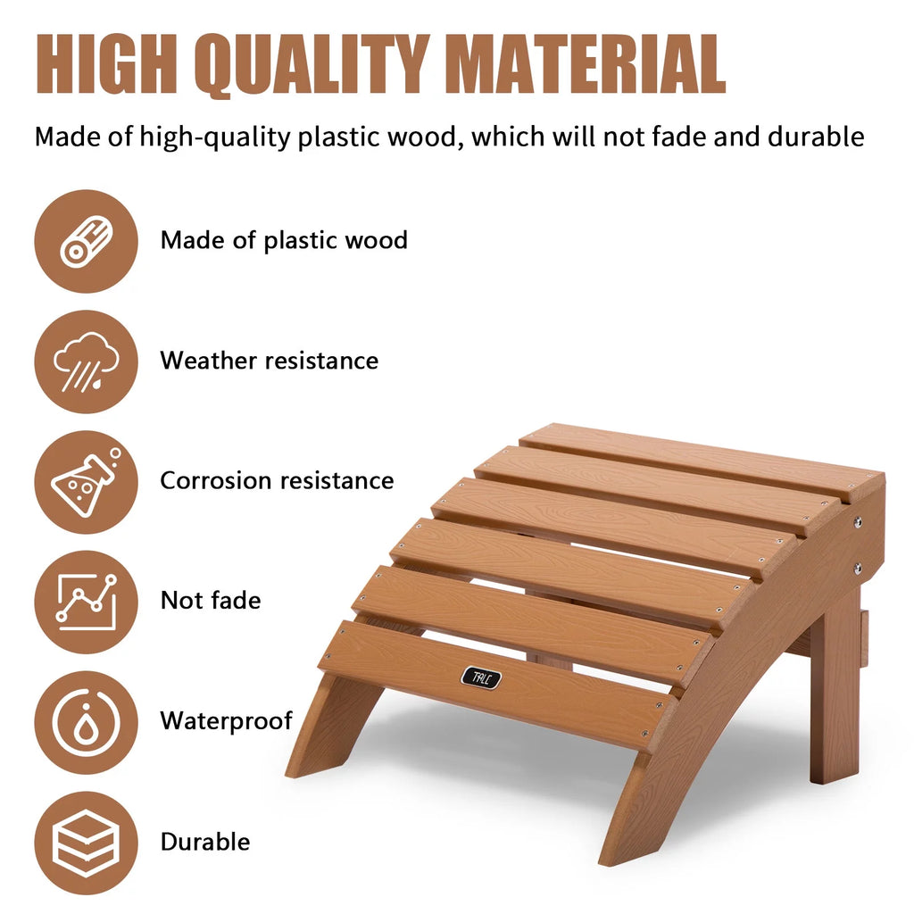 Brown Plastic Wood Outdoor Ottoman Footstool P90709