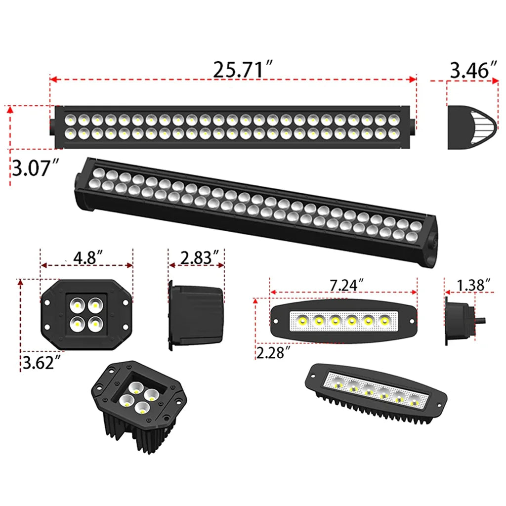 Front & Rear Bumper Combos with Winch Plate LED Work Lights U201303