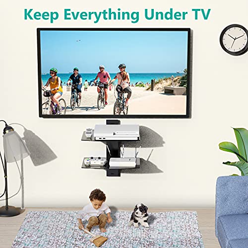 Black 2 Shelf Tempered Glass Floating Shelves I72214