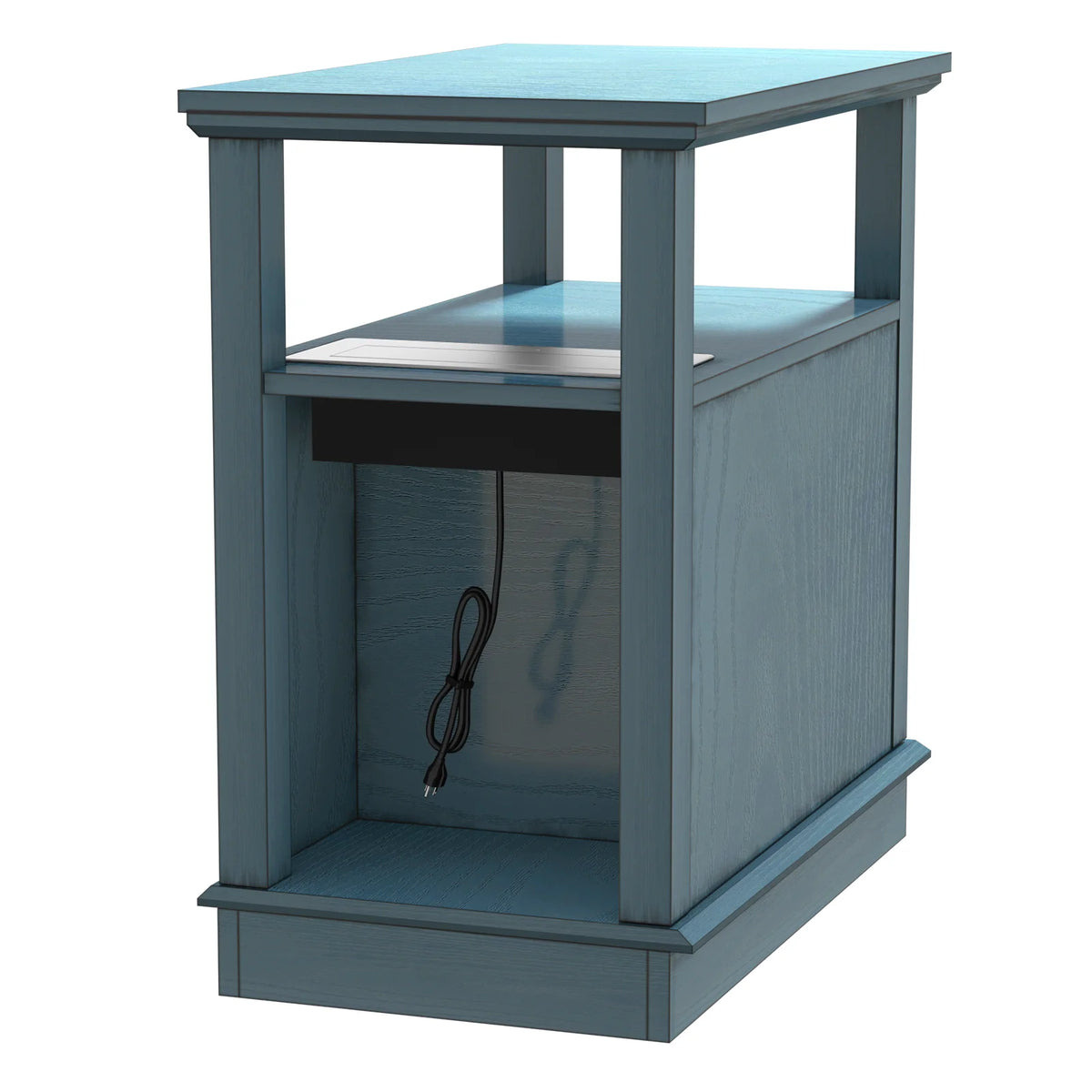 Teal End Table with Storage and Charging Station R644