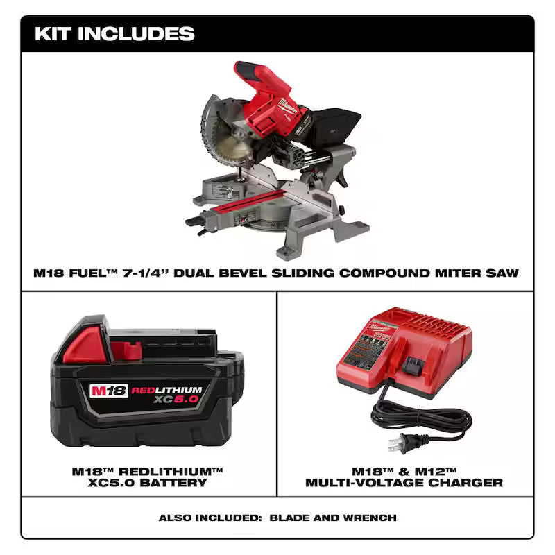 18V Lithium-Ion Brushless Cordless 7-1/4 in. Dual Bevel Sliding Compound Miter Saw Kit E5369
