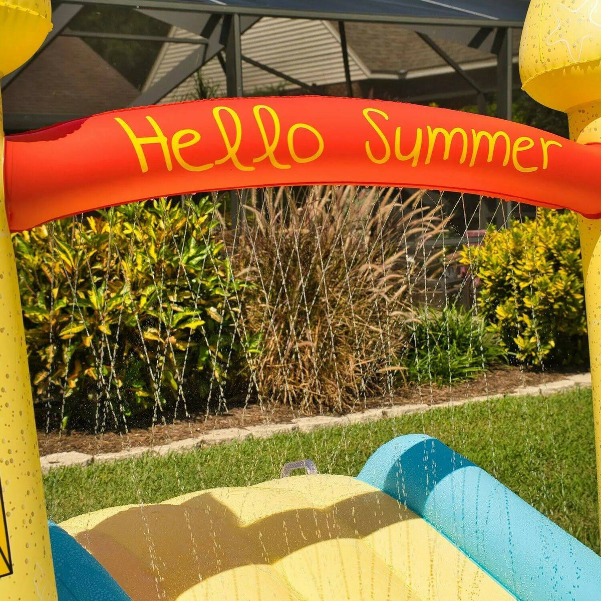 Inflatable Pool with Sprinkler Arch Over 5 ft Tall U640