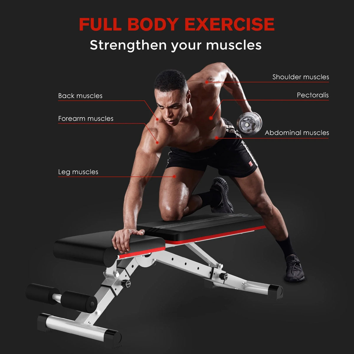 Folding Incline Weight Bench 800 lbs Capacity Y657