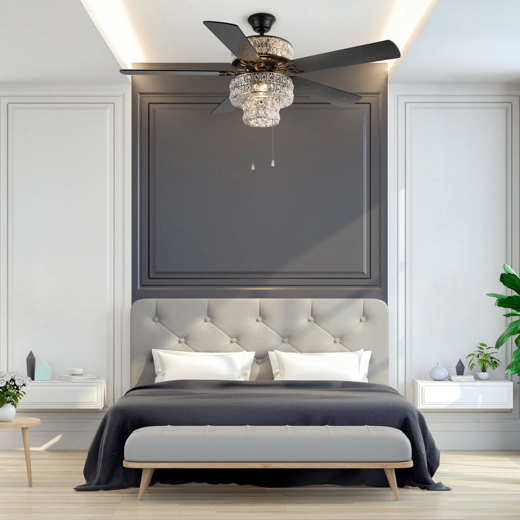 52" Crystal LED Ceiling Fan with Light M372