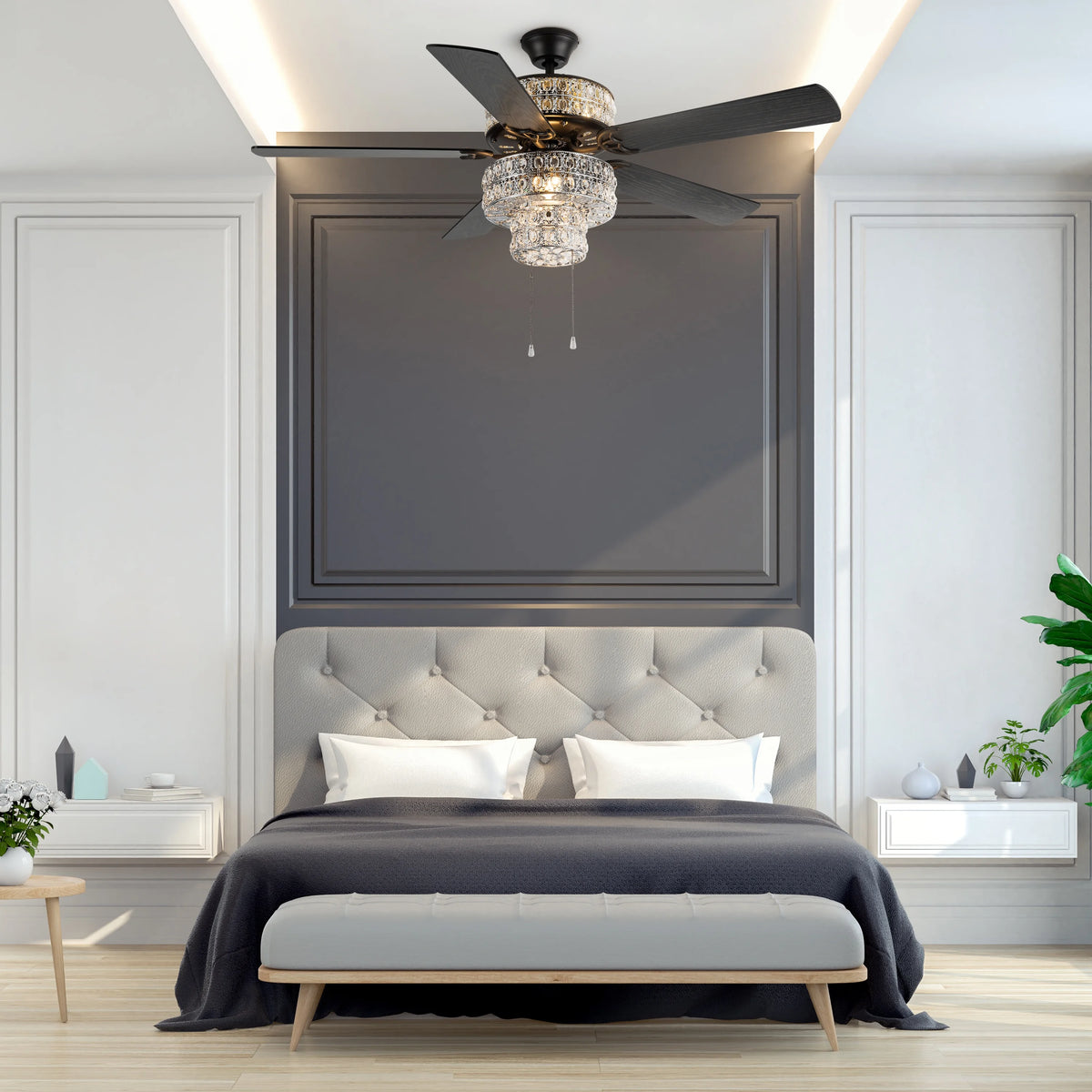 52" Crystal LED Ceiling Fan with Light M372