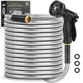 50 FT Stainless Steel Garden Hose with 10 Function Nozzle S66495