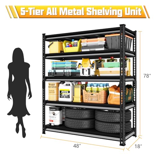 48" W Blue 3-Tier Metal Garage Shelving B8302