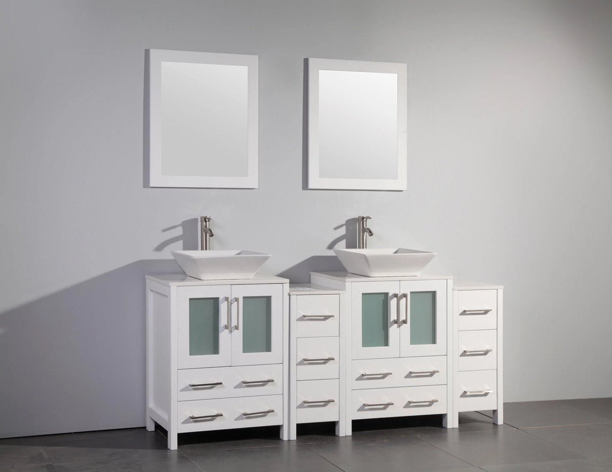 72 in. White Double Basin Bathroom Vanity with Mirrors L765050