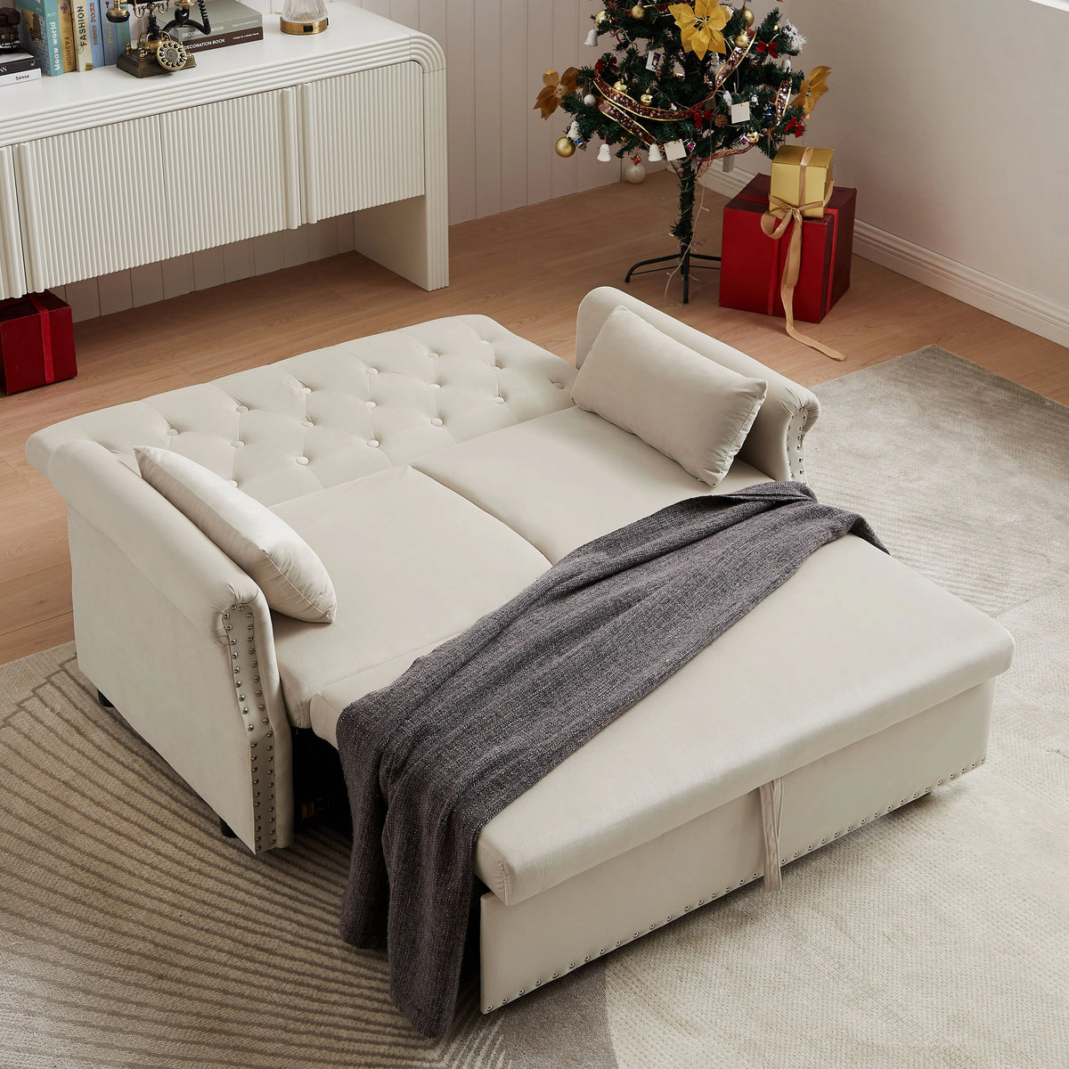 Velvet Convertible Sleeper Sofa Bed D12637