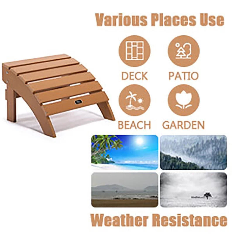 Brown Plastic Wood Outdoor Ottoman Footstool P90709