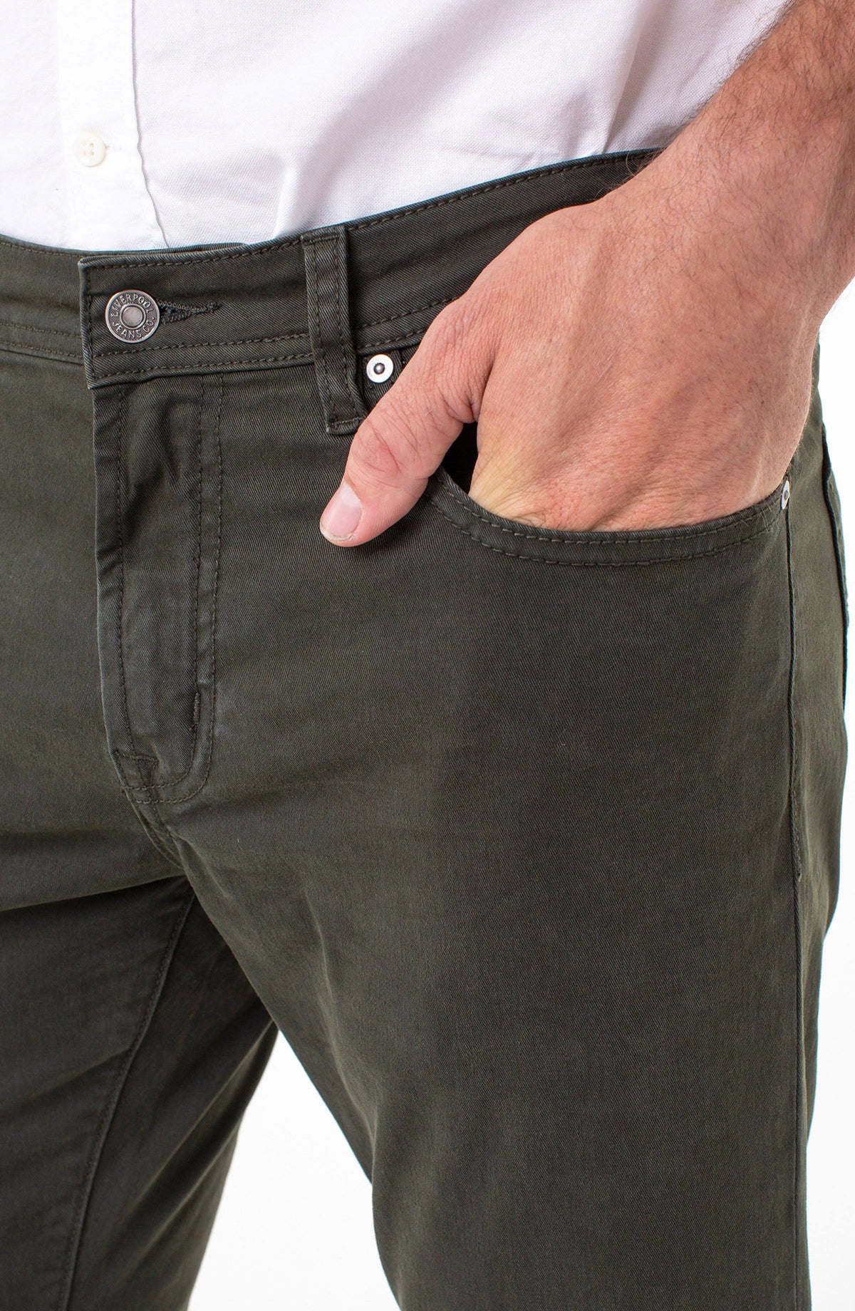 Relaxed Straight Twill Pants, Size 38 S245