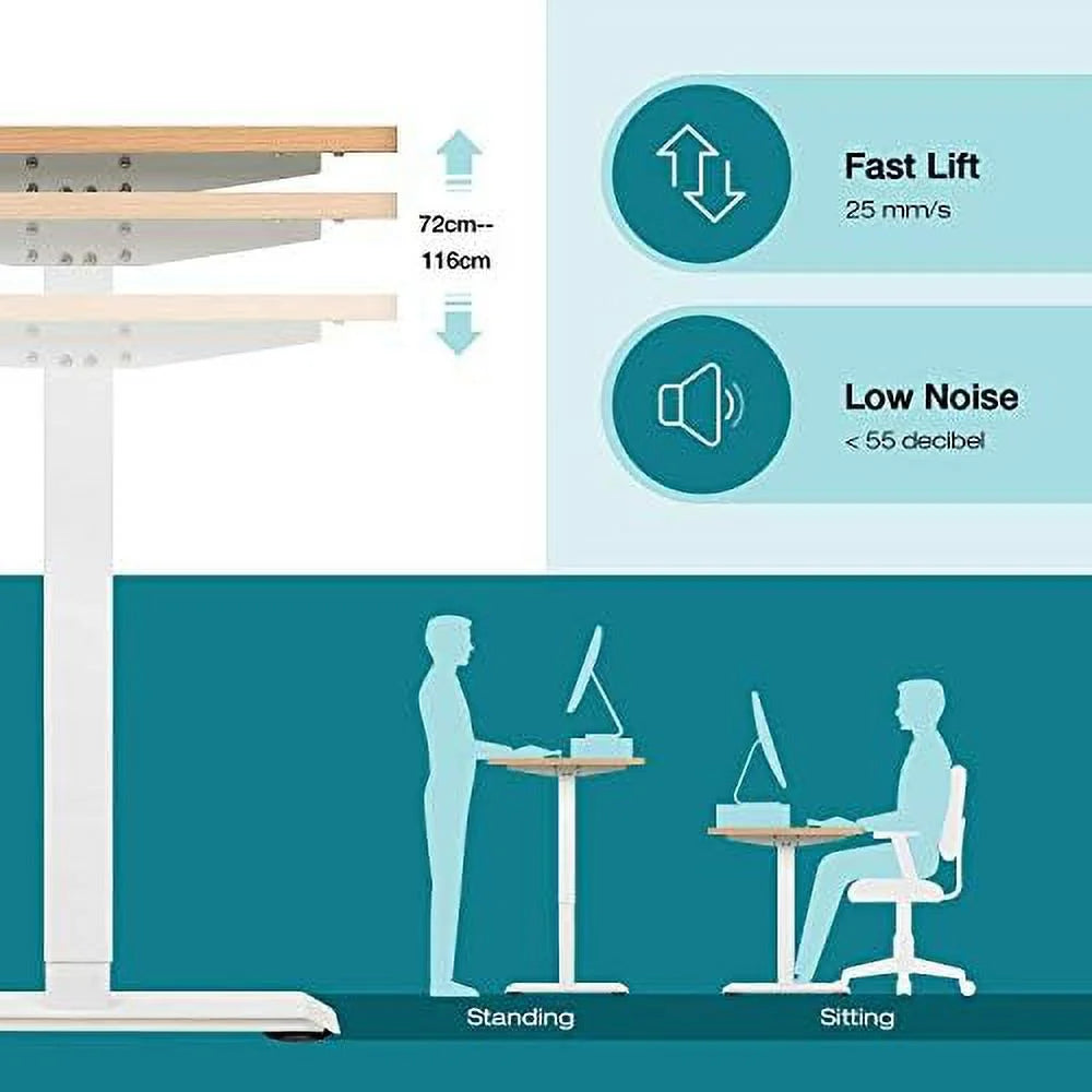 Height Adjustable Electric Standing Desk 55 x 28 Inches White L62138