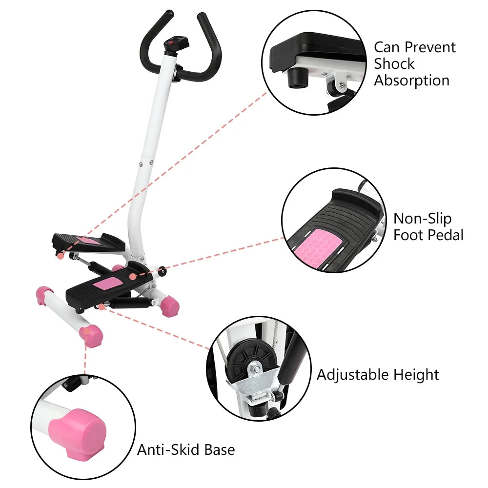 Mini Aerobic Stepper with Handle, Pink Q134
