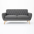 Dark Grey Tufted Fabric Loveseat U505
