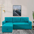 Teal Velvet Reversible Sleeper Sectional Sofa V491