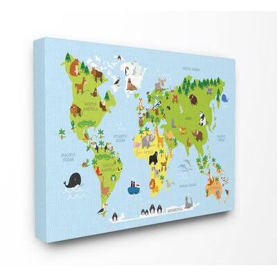 World Map Cartoon Canvas Art, 16 inch H x 20 inch W x 1.5 inch D H6348