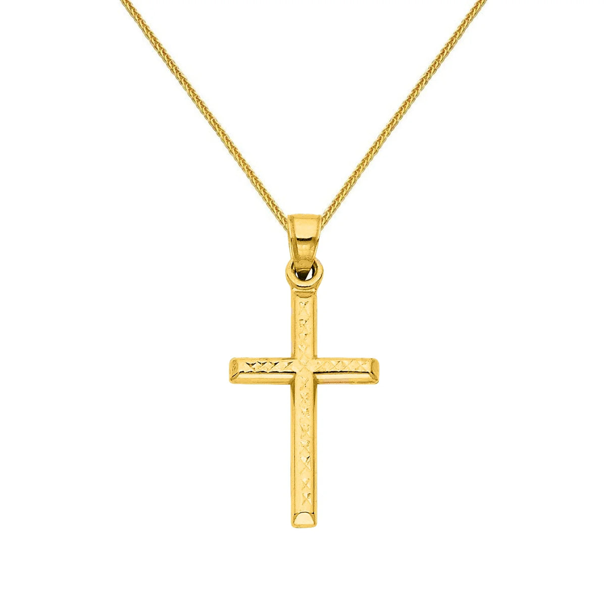 14K Yellow Gold Cross Pendant with Chain Necklace T8336
